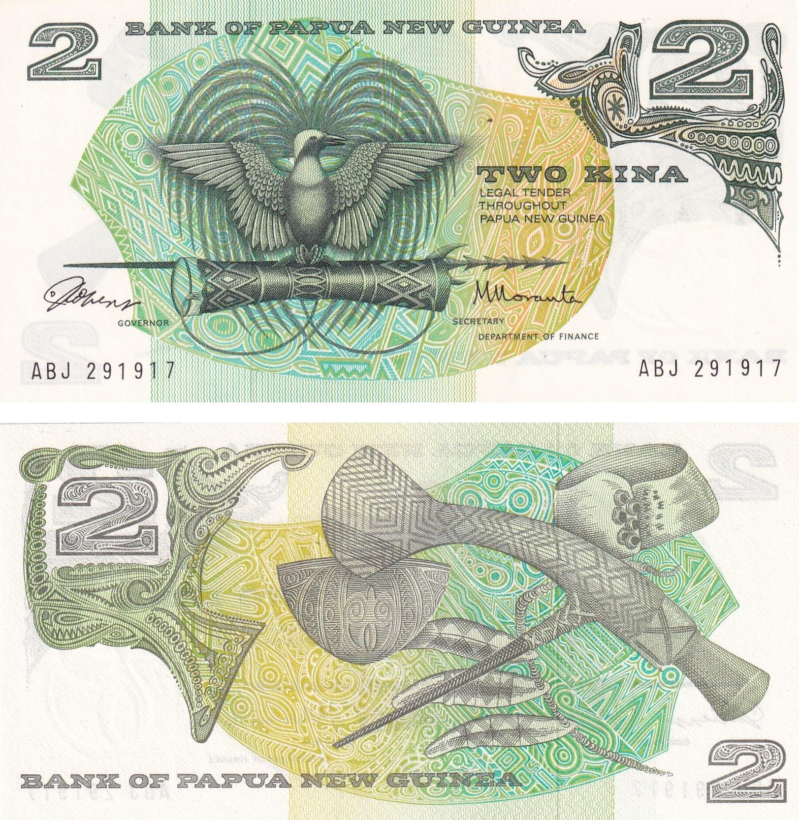 Yabancı Kağıt ParalarPapua Yeni Gine, 2 Kina (1975) ÇİL Yabancı Eski Kağıt Para