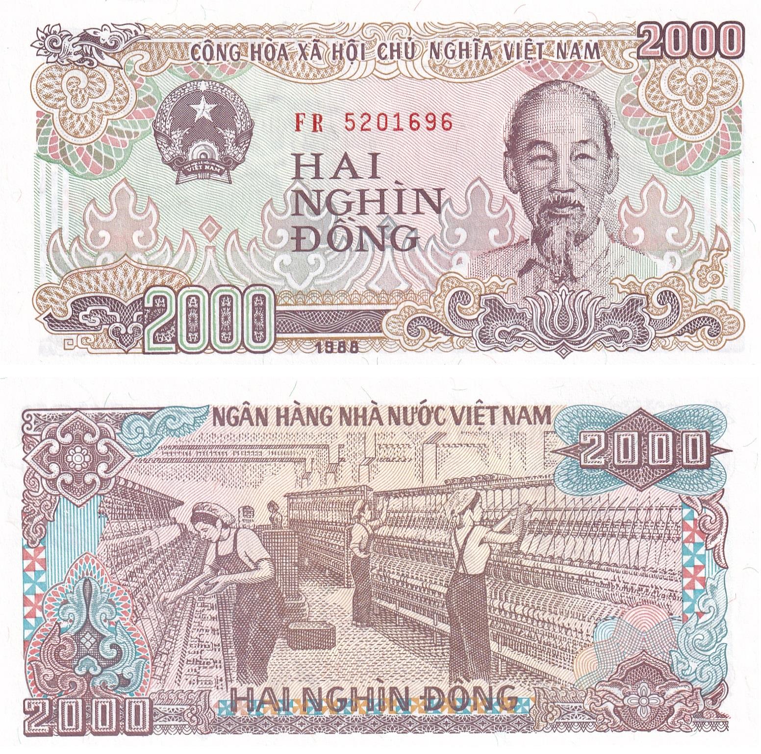 Foreign Paper MoneyVietnam, 2.000 Dong (1988) ÇİL