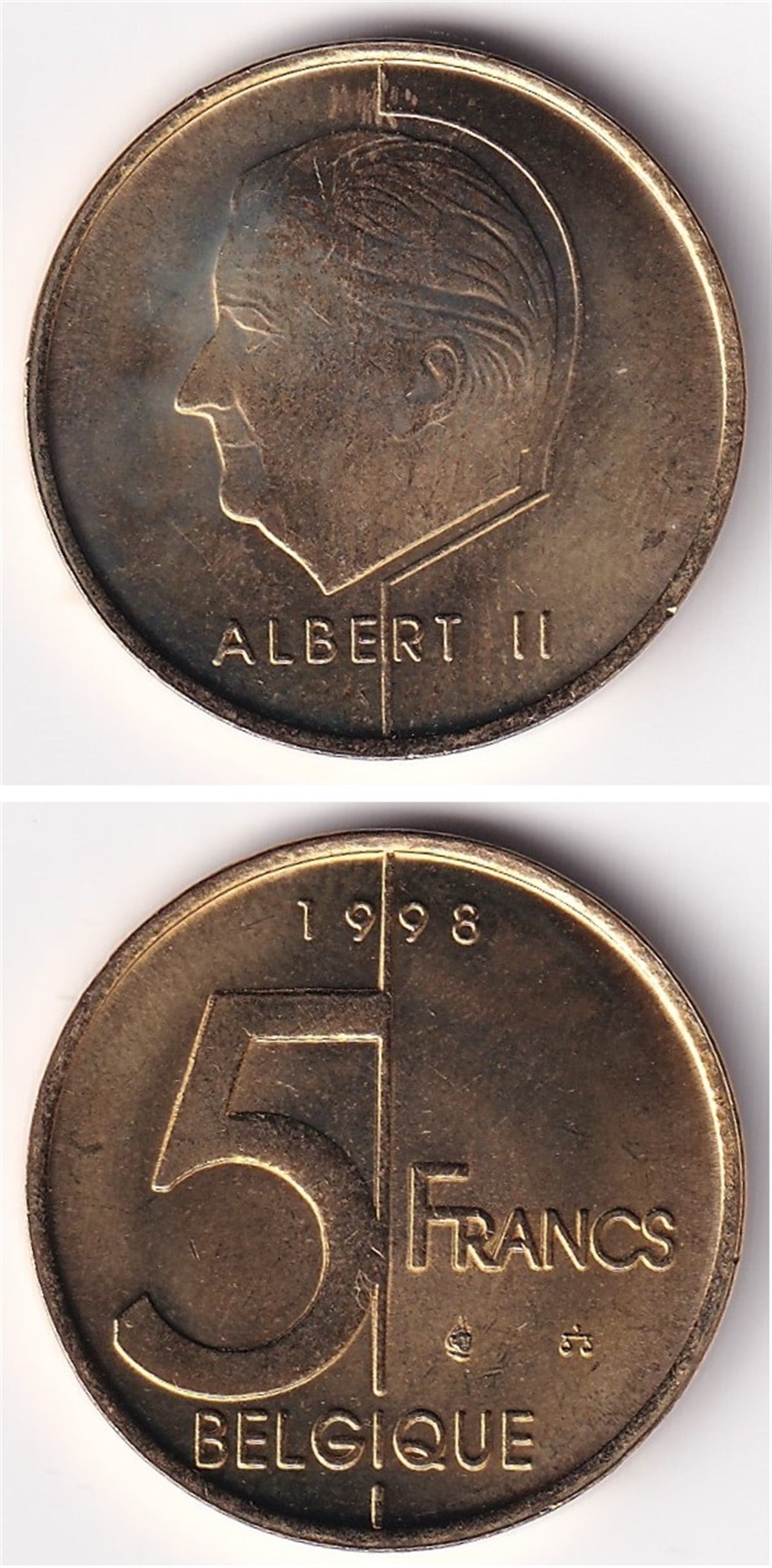 Foreign CoinsBelçika, 5 Frank 1998 ÇİL Yabancı Madeni Para
