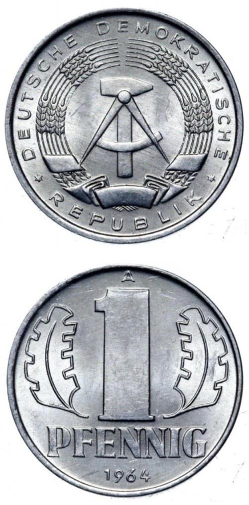 Yabancı Madeni ParalarDoğu Almanya (GDR), 1 Pfennig 1969-75 ÇİL