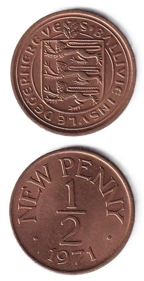 Foreign CoinsGuernsey, ½ Yeni Penny (1971) ÇİL Eski Yabancı Madeni Para