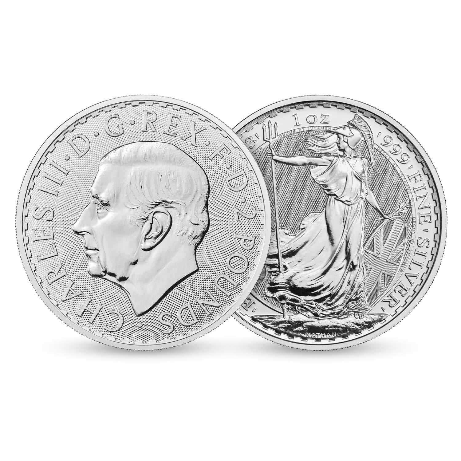 Yabancı Madeni Paralarİngiltere, 1 ONS Gümüş, 2 Pound 2023, Kral Charles III ÇİL