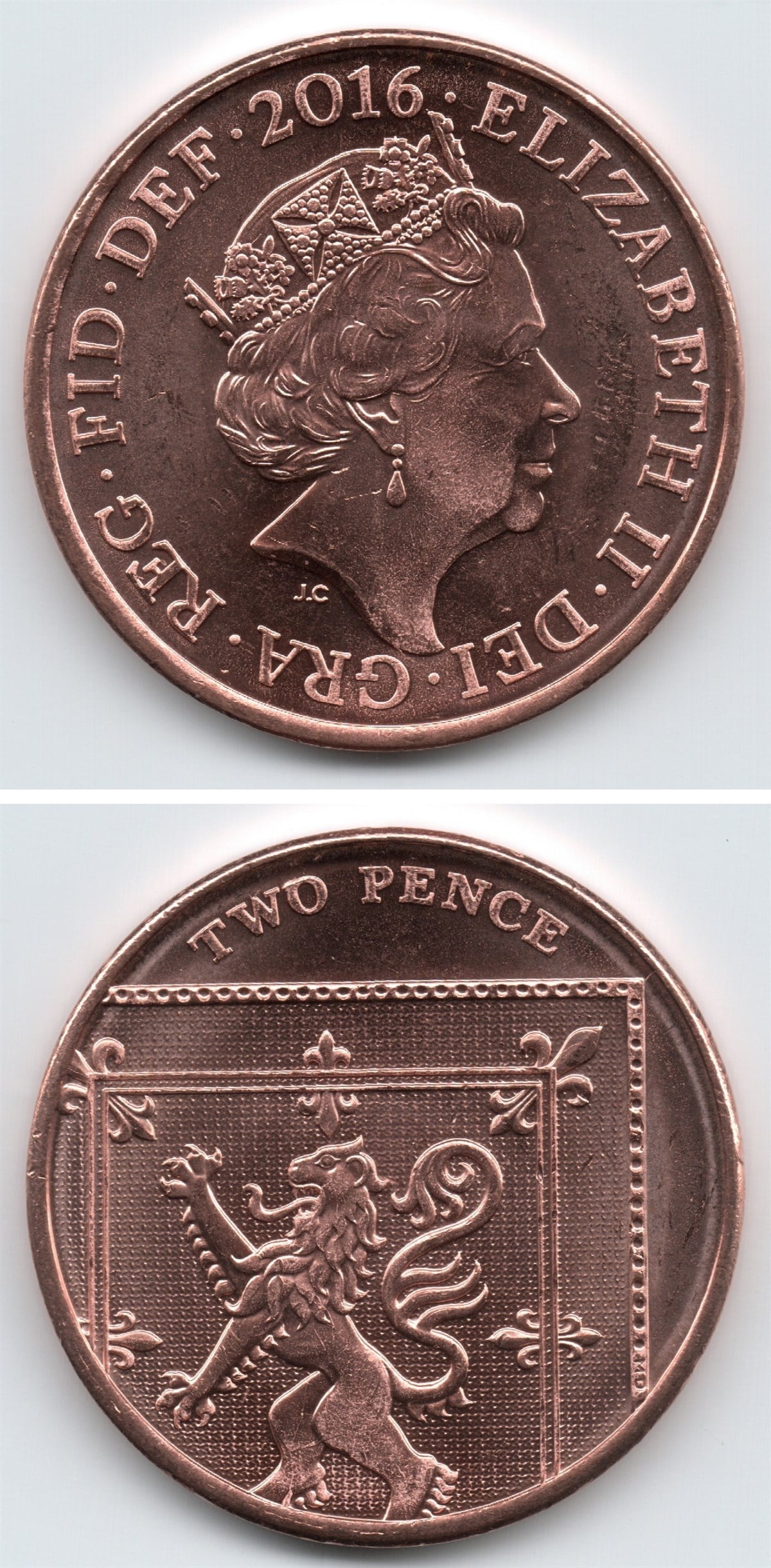 Yabancı Madeni Paralarİngiltere, 2 Pence 2016, ÇİL Eski Madeni Para
