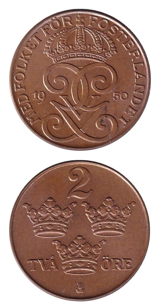 Yabancı Madeni Paralarİsveç 2 Öre (1942-50) ÇİL Eski Yabancı Madeni Para