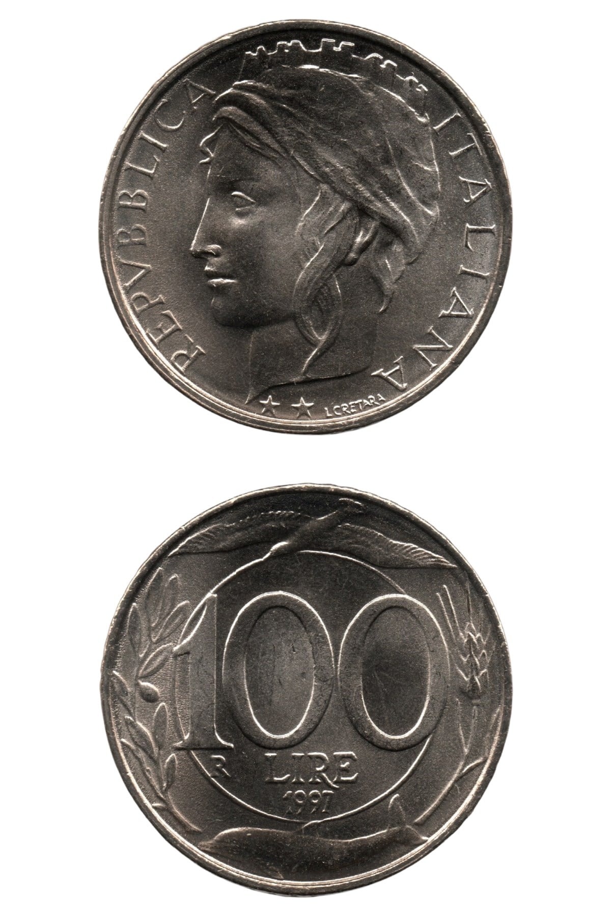 Foreign CoinsItaly, 100 Lire 1997, UNC Old Coin