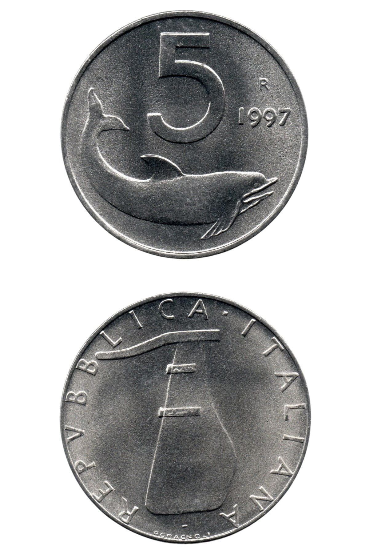 Yabancı Madeni Paralarİtalya, 5 Lire 1997, ÇİL Eski Madeni Para