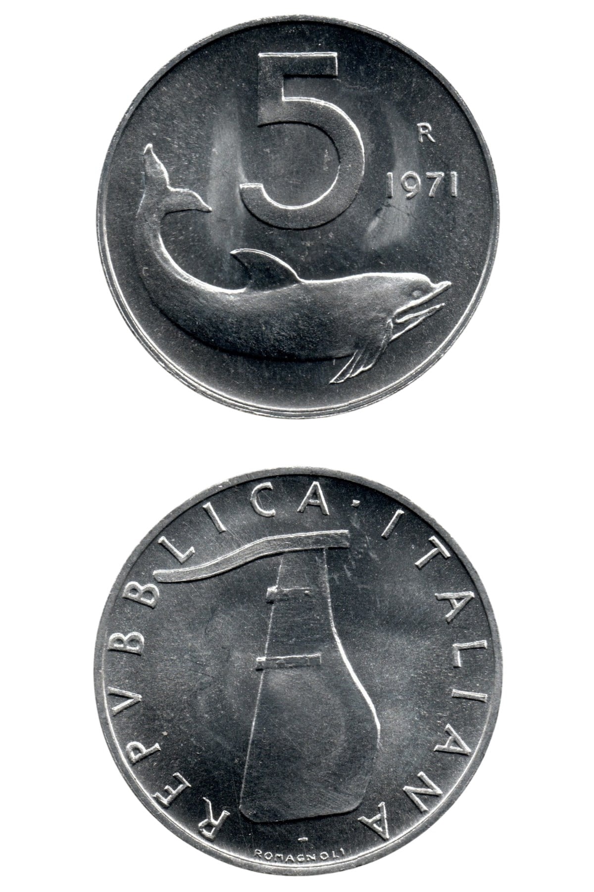 Yabancı Madeni Paralarİtalya, 5 Lire 1971, ÇİL Eski Madeni Para