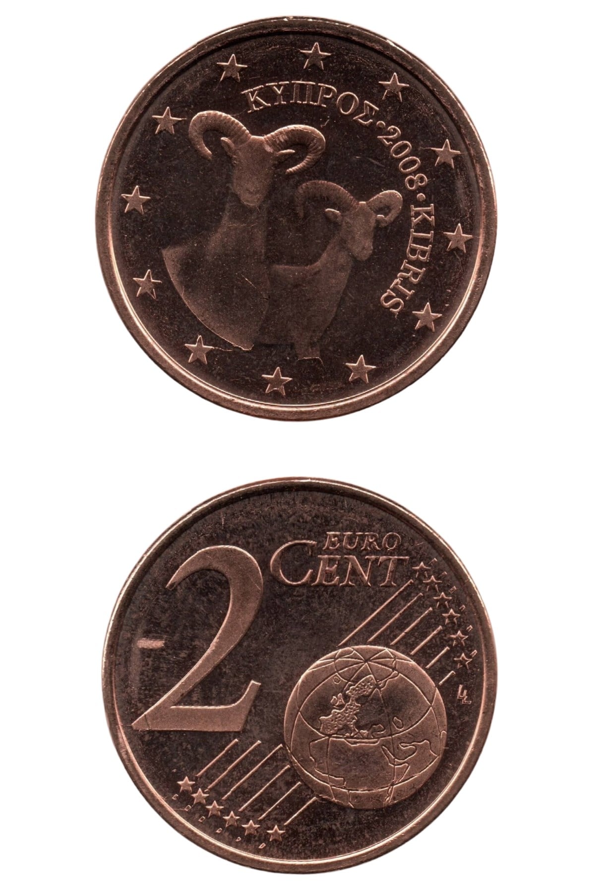 Foreign CoinsCyprus, 2 Euro Cent 2008, UNC Old Coin