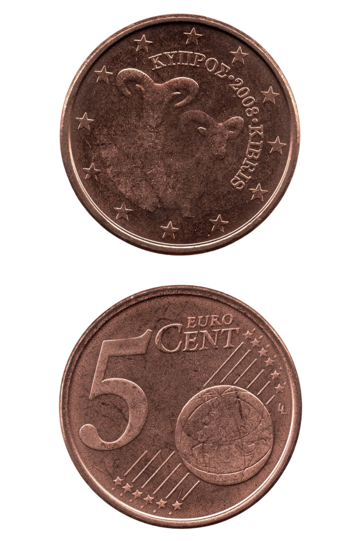 Foreign CoinsCyprus, 5 Euro Cent 2008, UNC Old Coin