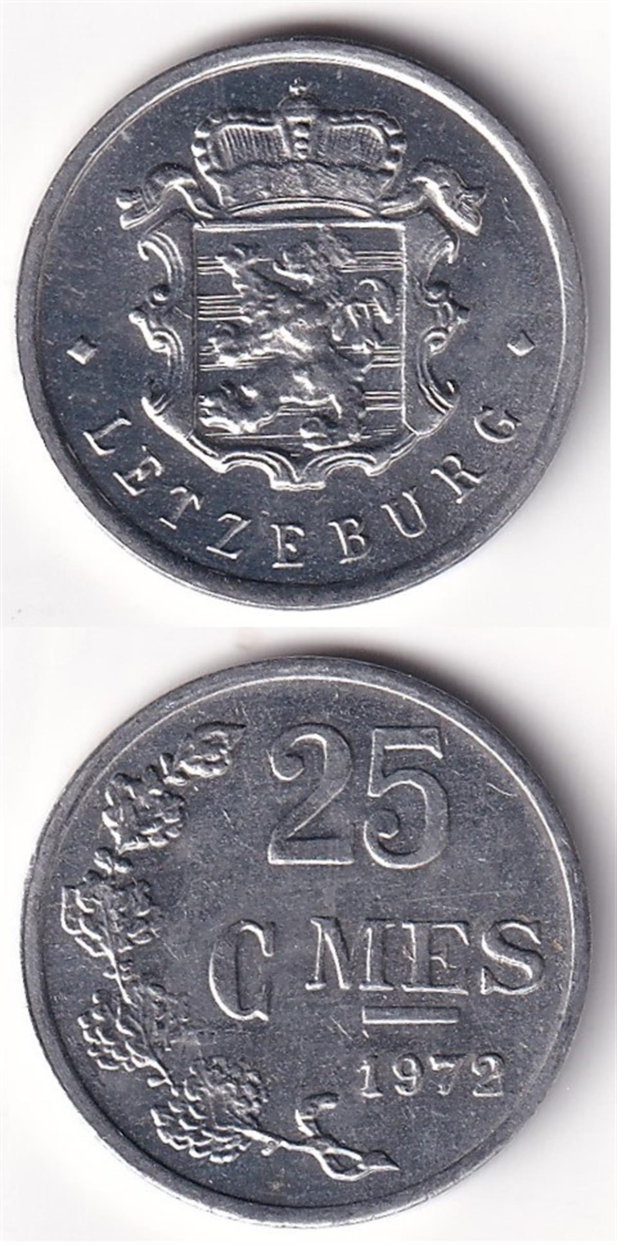 Yabancı Madeni ParalarLüksemburg, 25 Centim 1970-72 ÇİL Yabancı Madeni Para