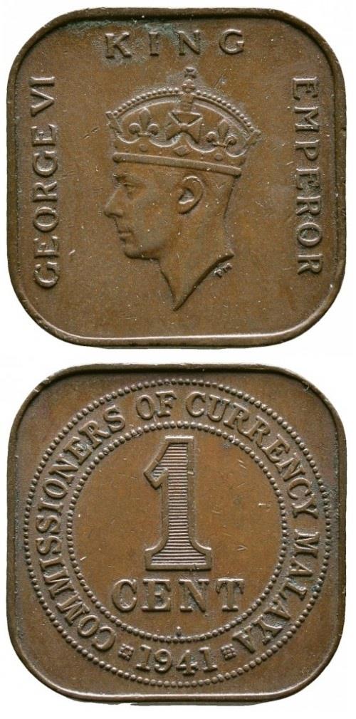 Foreign CoinsMalaya 1 Cent 1939-41 ÇT/ÇÇT Eski Madeni Para