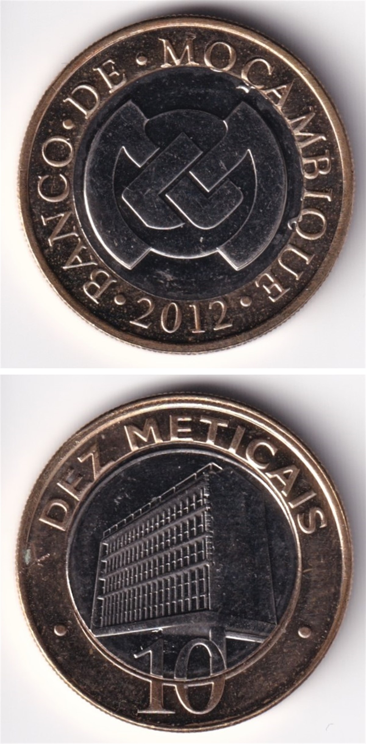 Yabancı Madeni ParalarMozambik, 10 Meticais 2012 ÇİL Madeni Para