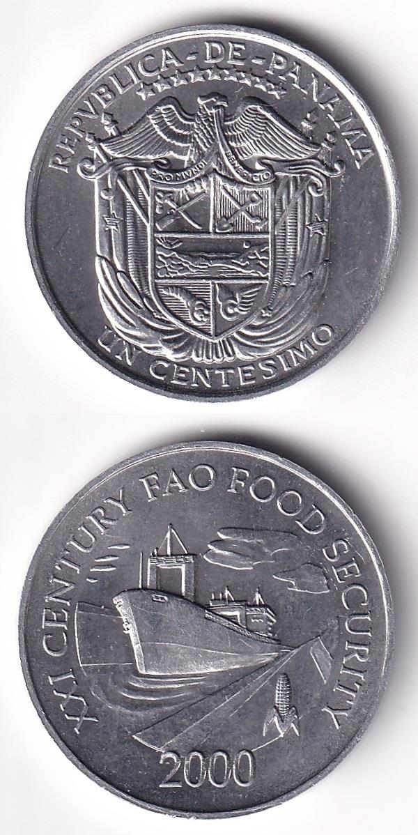 Yabancı Madeni ParalarPanama, 1 Centesimo 2000, FAO, ÇİL