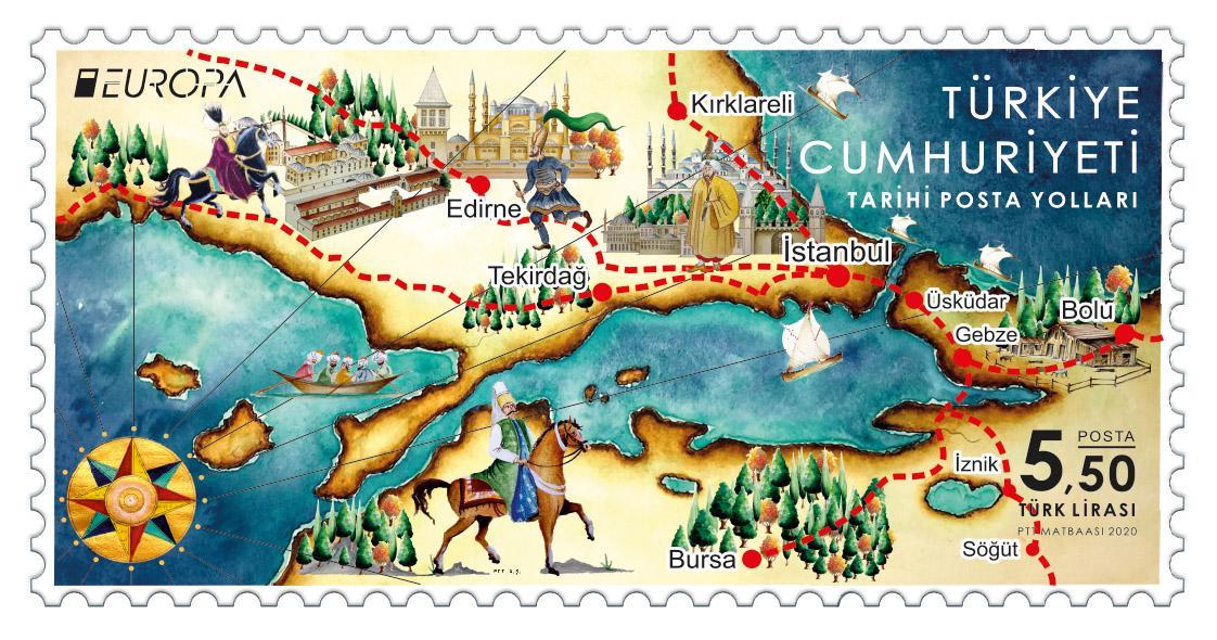 Untagged All Series Stamp CollectionsAvrupa 2020 (Tarihi Posta Yolları) - Anma Pulu