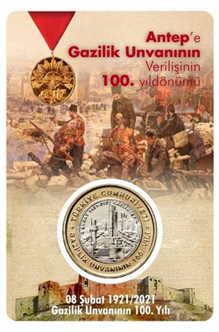 2005 ve Sonrası Dönem Madeni ParalarıGaziantep'e Gazilik Unvanının 100.Yılı (Tedavül) Hatıra Parası