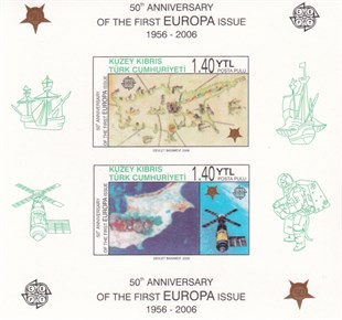Damgasız Tüm Seri Pul Koleksiyonu2006, KKTC Europa 50.Yıl Özel Dantelsiz Blok Pul
