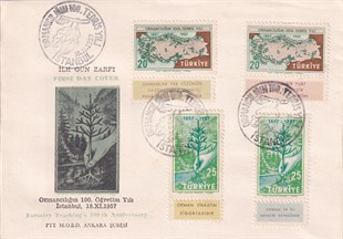 İilkgün Zarfı (FDC)Ormancılığın 100. Öğretim Yılı (1957) İlk Gün Zarfı (FDC)