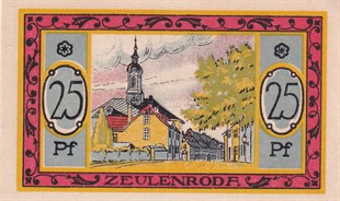 NotgeldAlmanya, Zeulenroda, 25 Pfennig (1921) Townscape Series (5) Notgeld