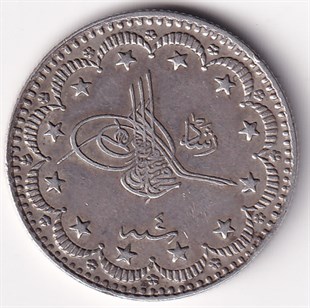 Osmanlı Dönemi Madeni ParalarSultan V. Mehmed Reşad, Gümüş 5 Kuruş 1327/4 (1912) ÇT/ÇÇT Eski Madeni Para
