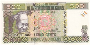 Yabancı Devletlerin Kağıt ParalarıGine, 500 Frank (1985) P#31 ÇİL Eski Yabancı Kağıt Para