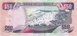 Yabancı Devletlerin Kağıt ParalarıJamaika, 50 Dolar (2002) P#79 ÇİL Eski Yabancı Kağıt Para