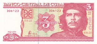 Yabancı Devletlerin Kağıt ParalarıKüba, 3 Peso (2004) P#127a ÇİL Eski Yabancı Kağıt Para