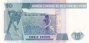 Yabancı Devletlerin Kağıt ParalarıPeru, 10 Intis (1987) P#129 ÇİL Eski Yabancı Kağıt Para