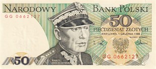 Foreign State BanknotesPolonya, 50 Zloti (1988) P#142 ÇİL Eski Yabancı Kağıt Para