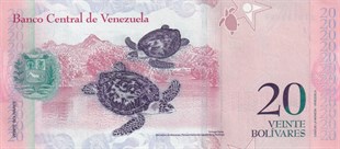Yabancı Devletlerin Kağıt ParalarıVenezuela, 20 Bolivar (2013) P#91 ÇİL Eski Yabancı Kağıt Para