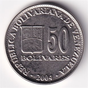Yabancı Madeni ParalarVenezuela, 50 Bolivar 2004 ÇİL Madeni Para