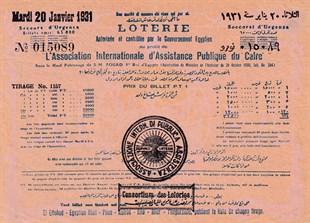 Yabancı PiyangoUluslararası Kahire Kamu Yardımı Birliği Piyango Bileti, 20 Ocak 1931