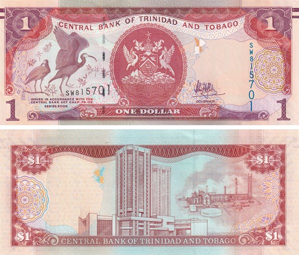 Foreign State BanknotesTrinidad ve Tobago, 1 Dolar (2006) P#46 ÇİL Eski Kağıt Para