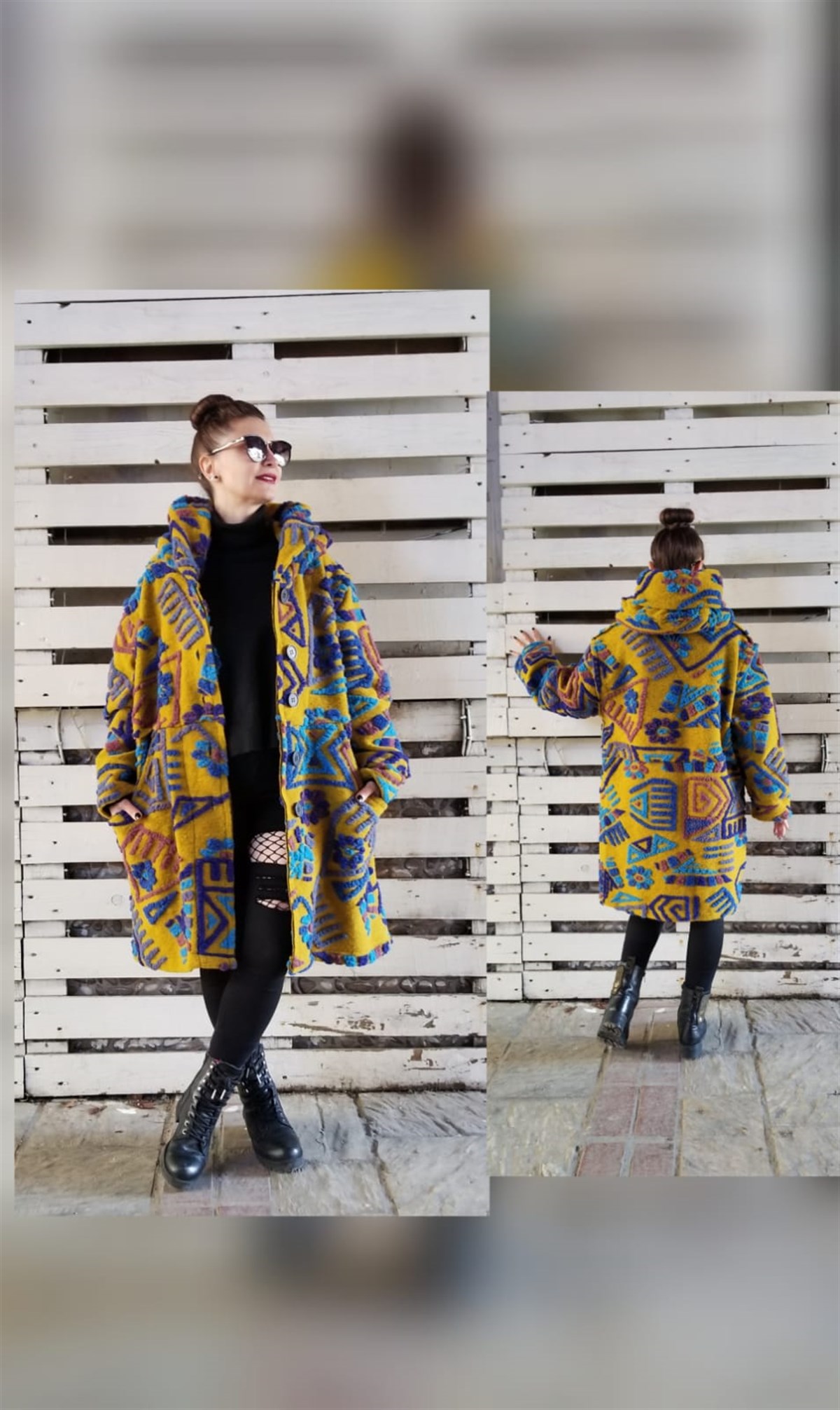  İtalyan Kece Kaban Sarı 