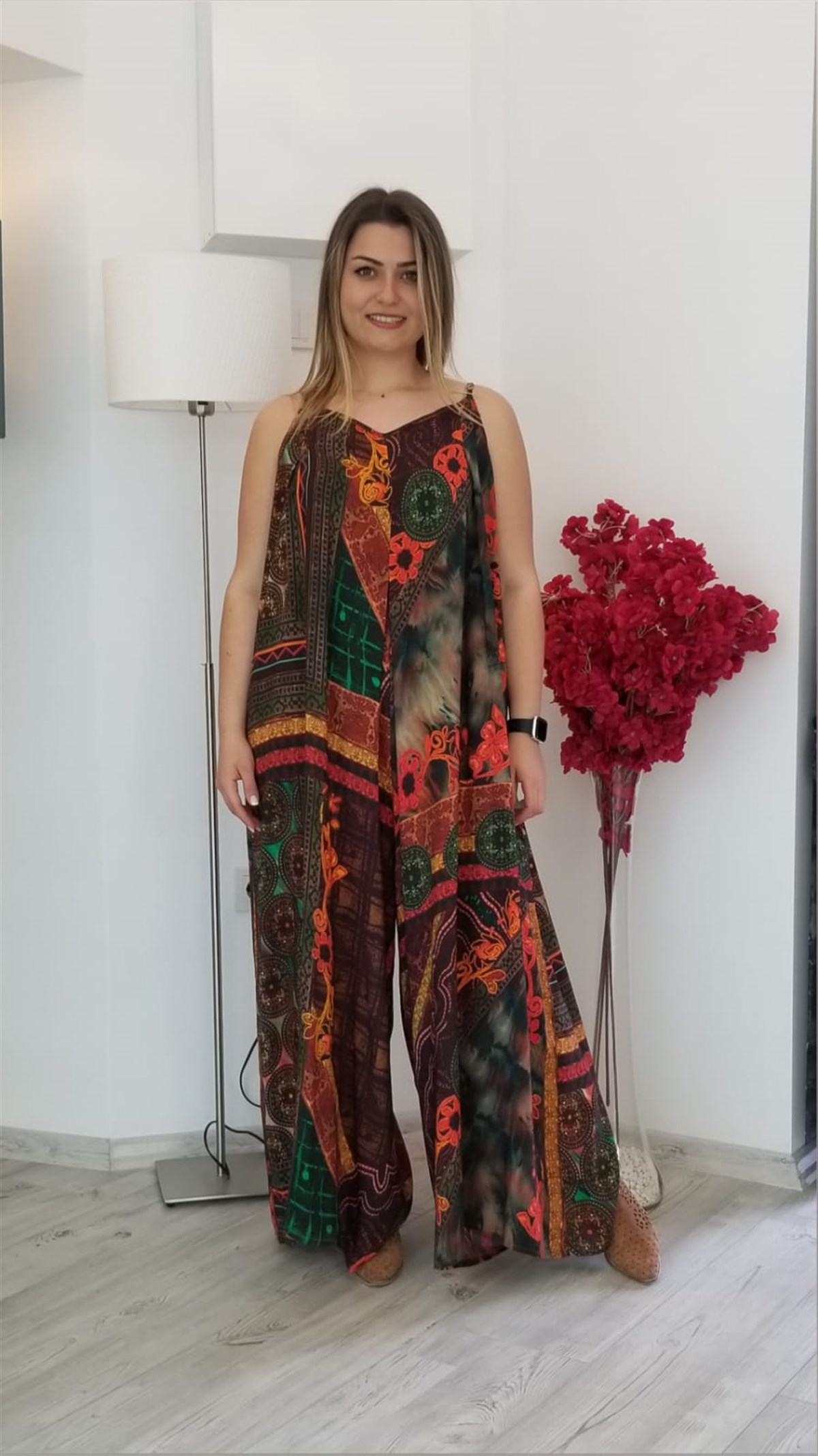 24 Renk İp Askılı Tulum Elbise