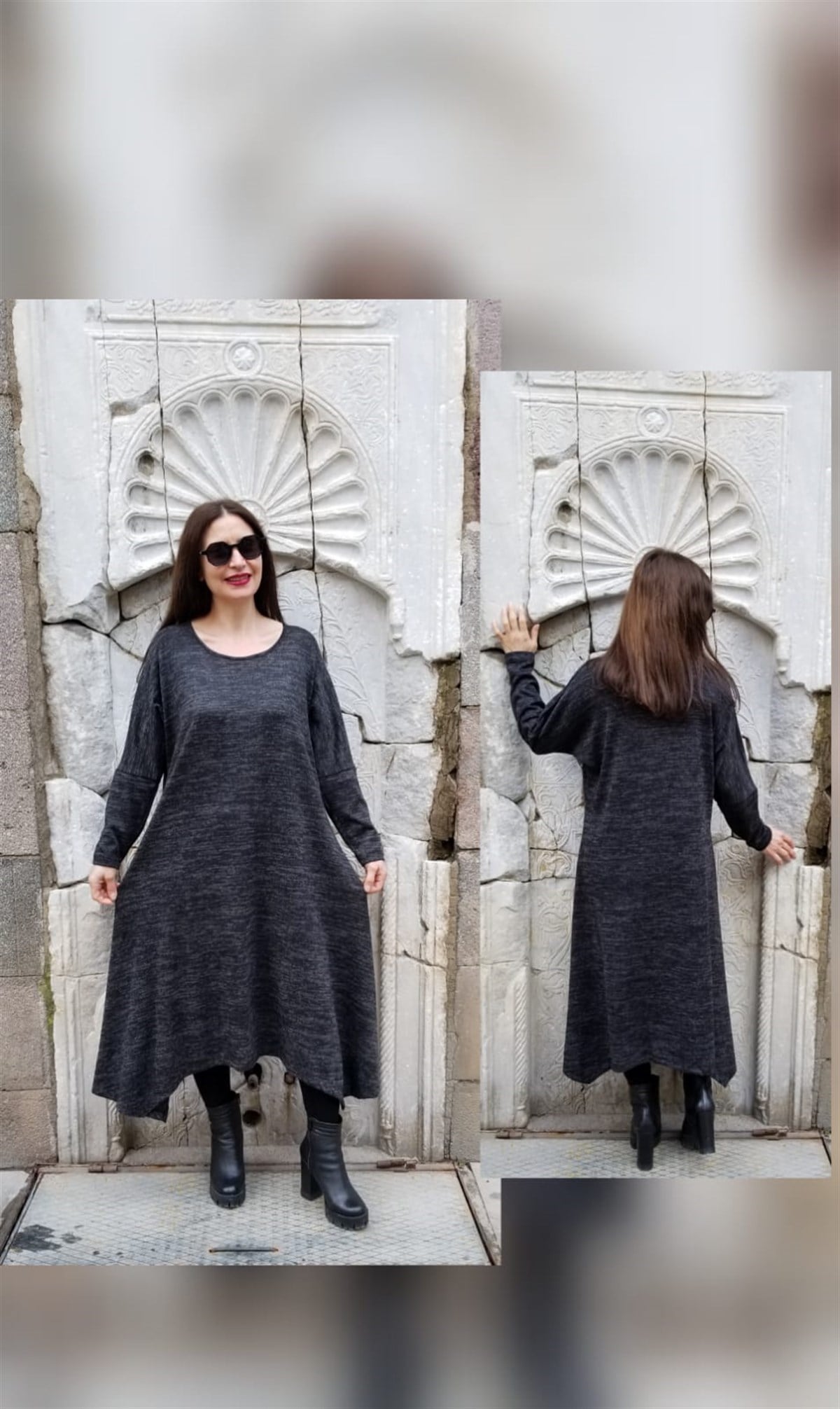 Antrasit Triko Elbise