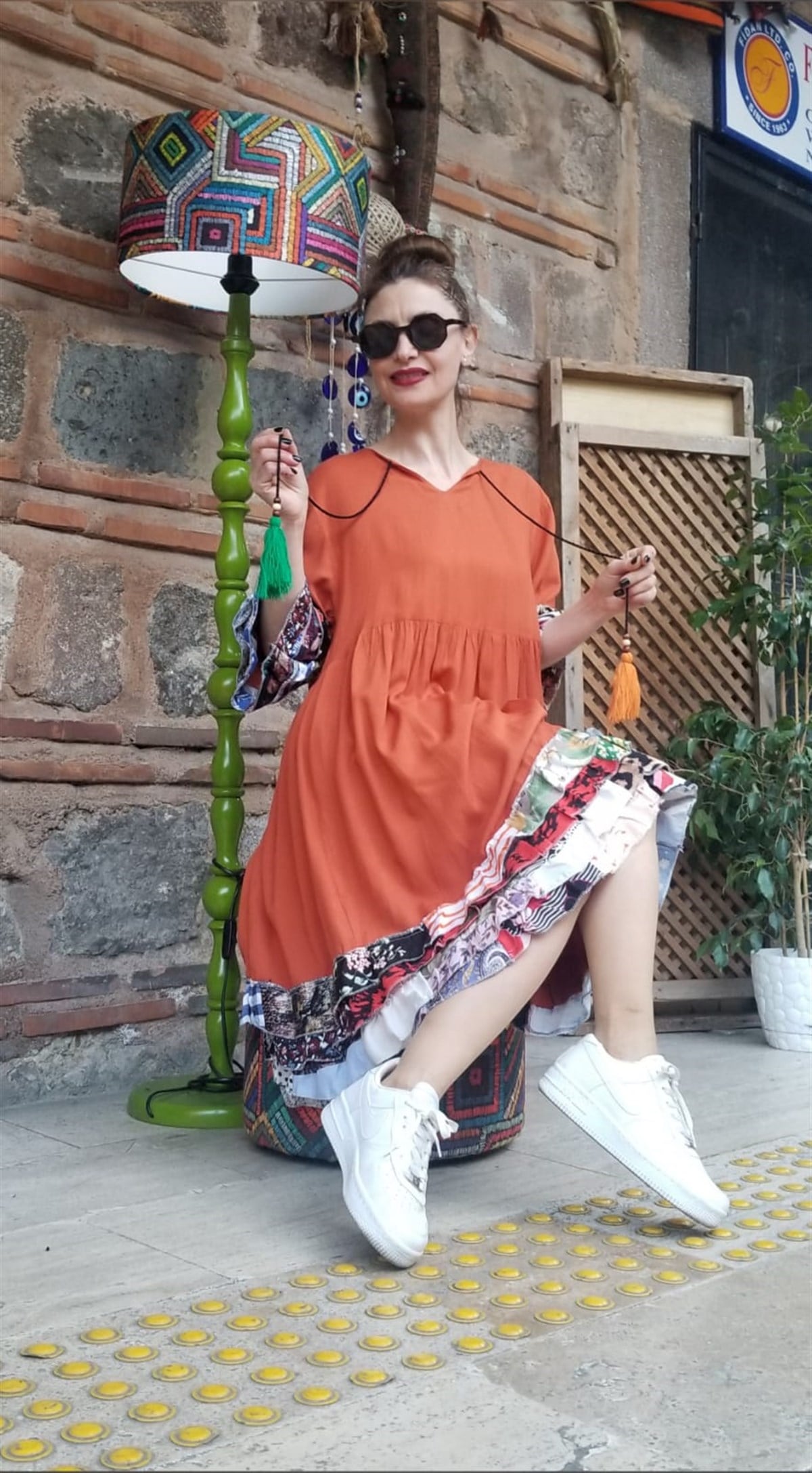 Bohem Tarzı Kiremit Elbise