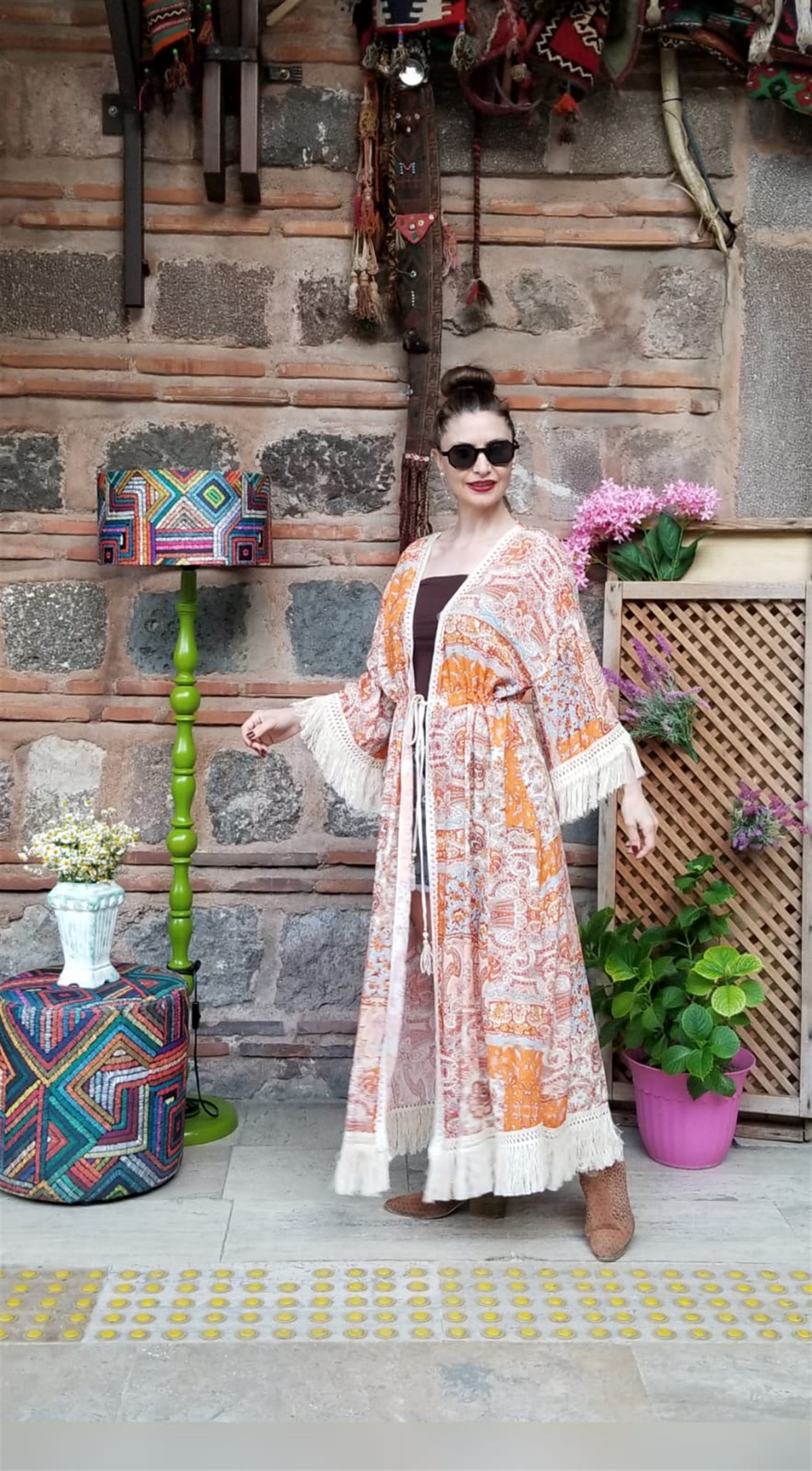 Bohem Tarzı Turuncu Kaftan