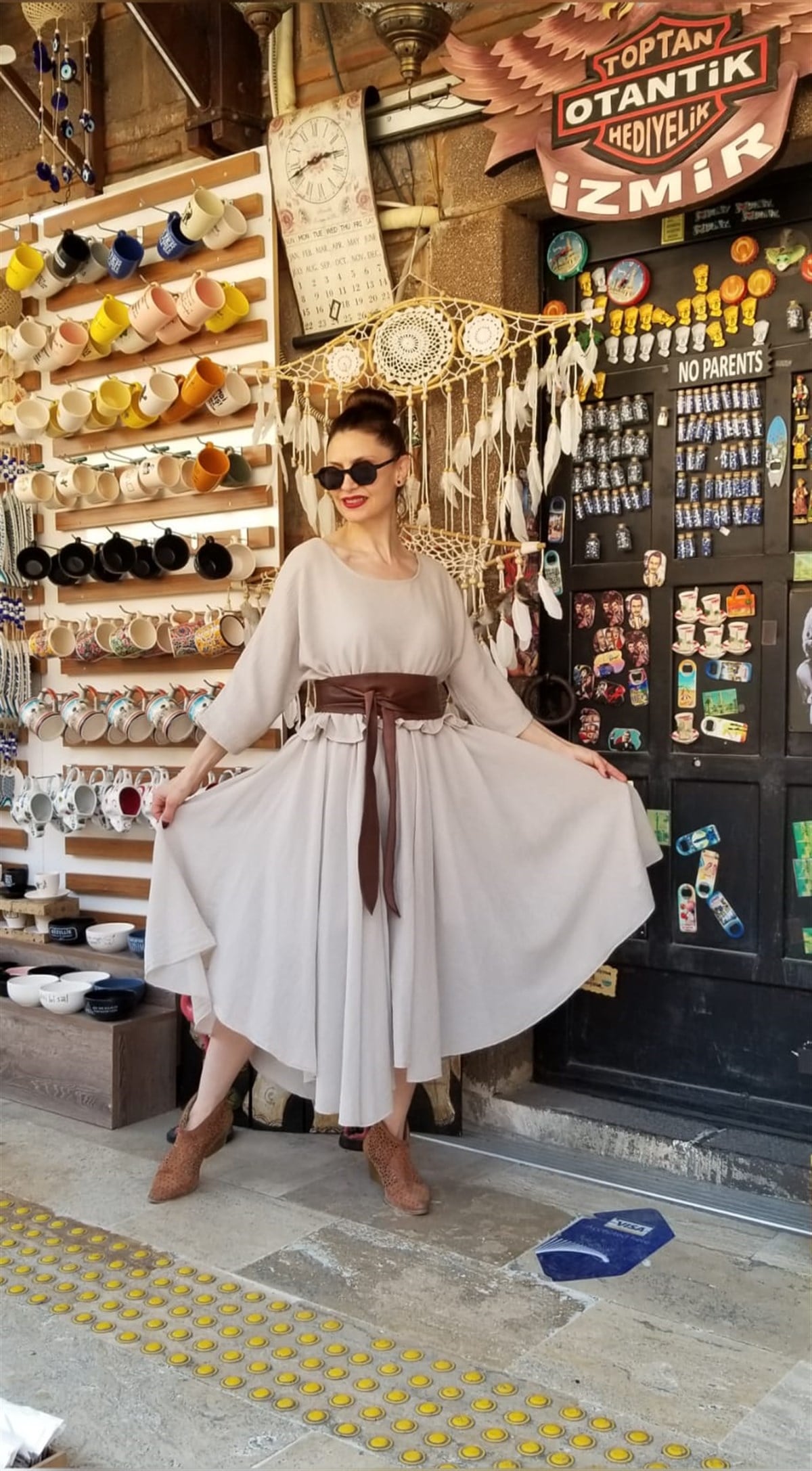 Ekru İki Parçalı İçi Askılı Elbise