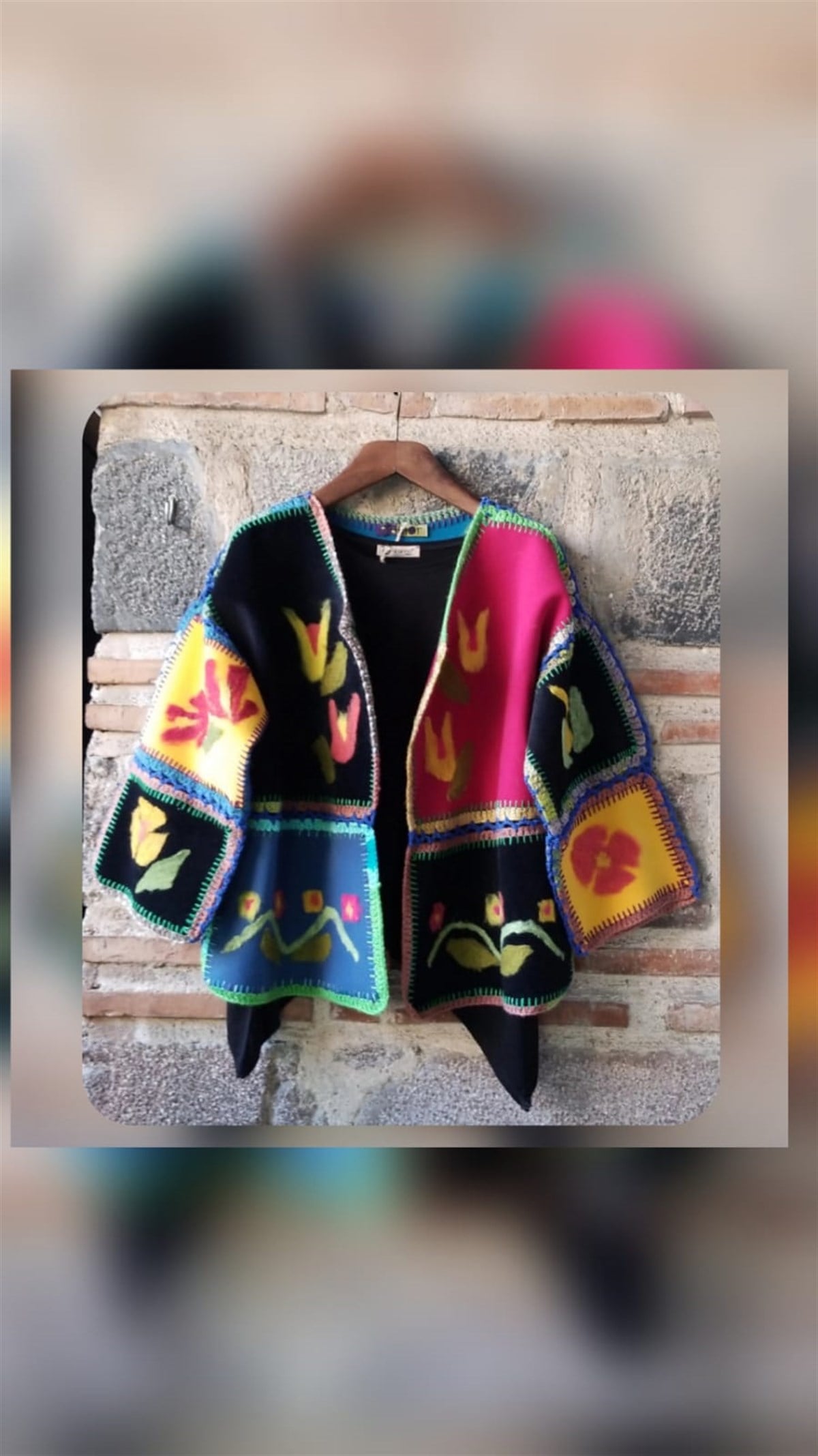 El İşi Kaşe Kumaş Keçe Detaylı Tasarım Hırka