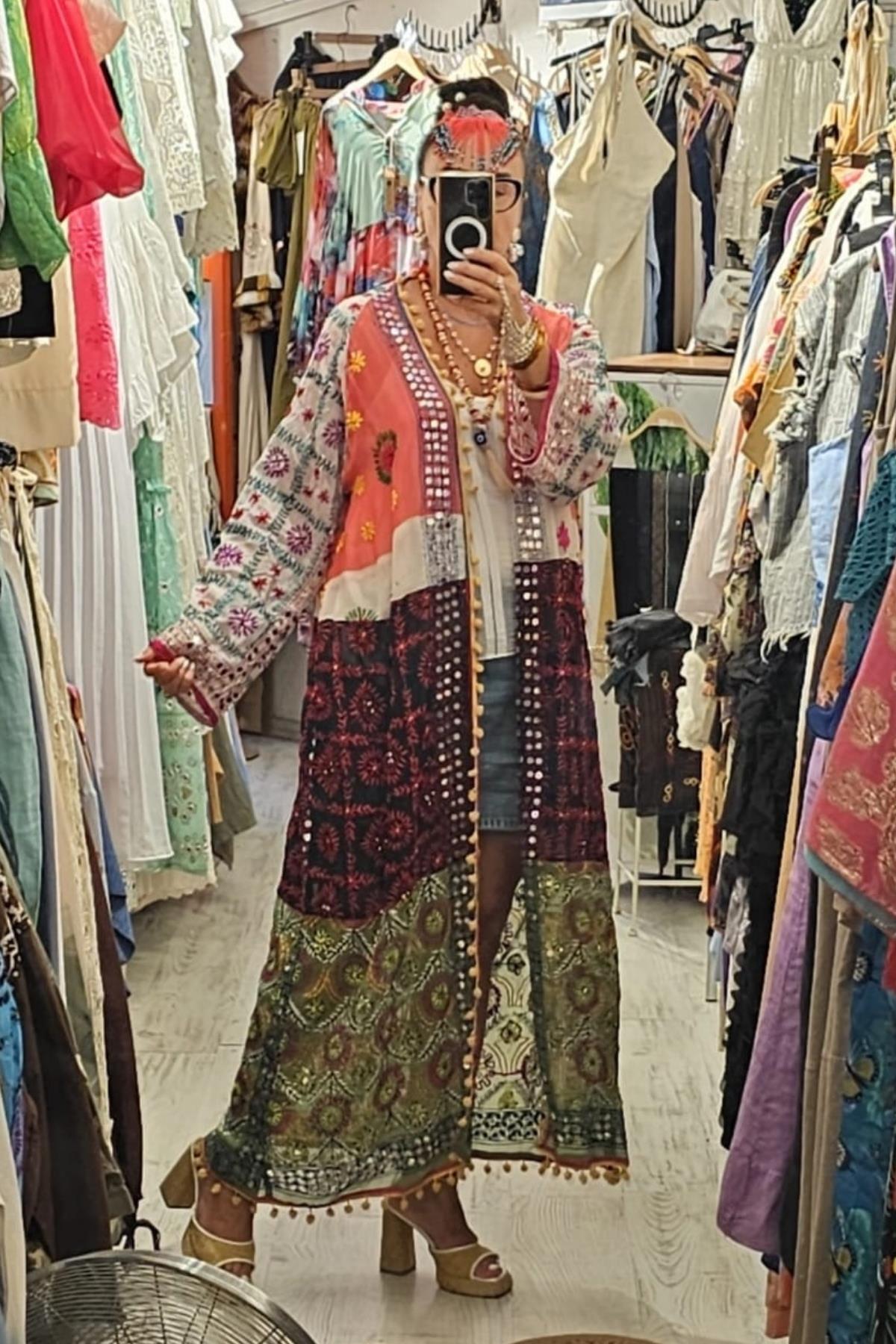 Etnik El İşi Pamuk Kumaş Kimono