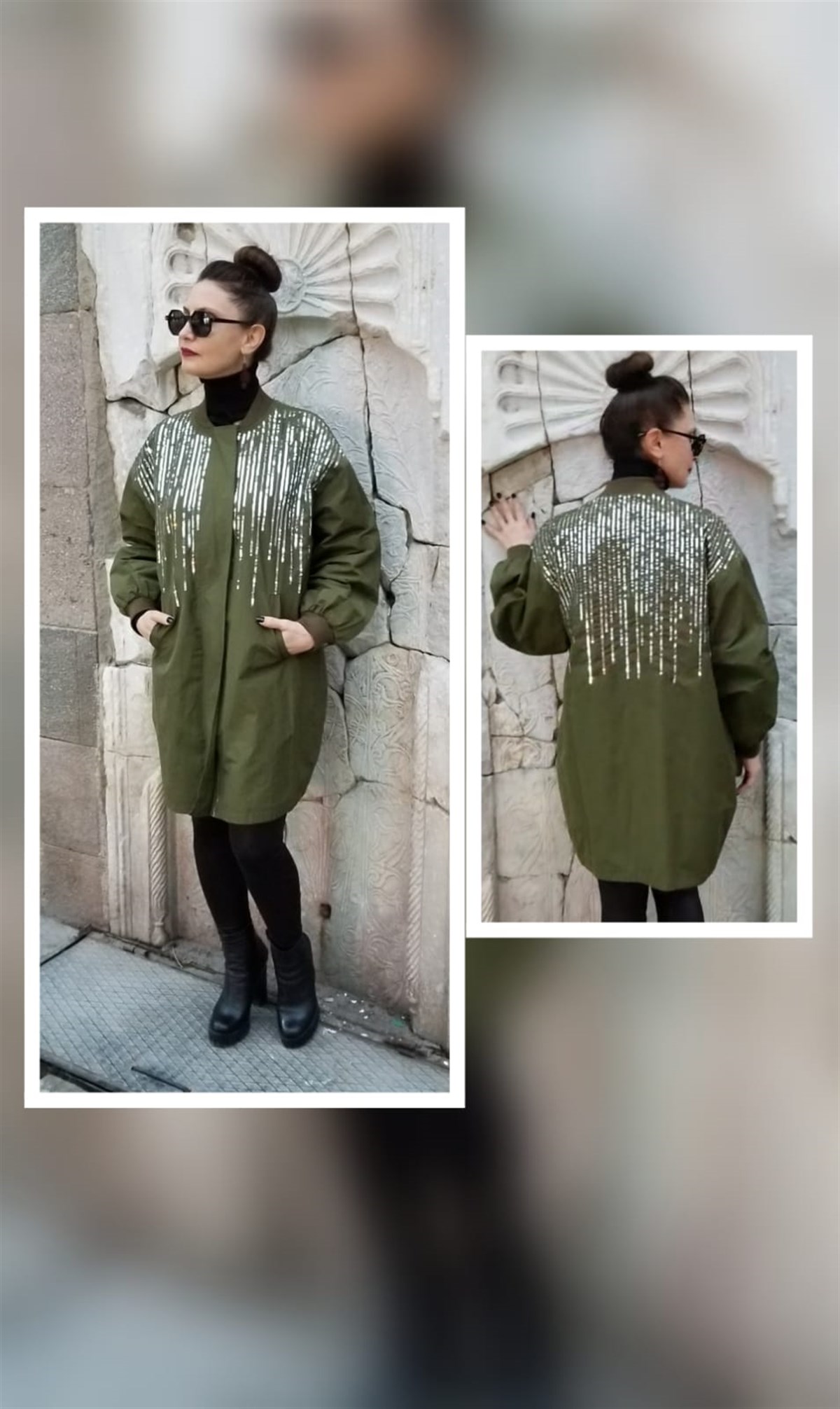 Haki Pul Palet Elişi  İthal Trençkot