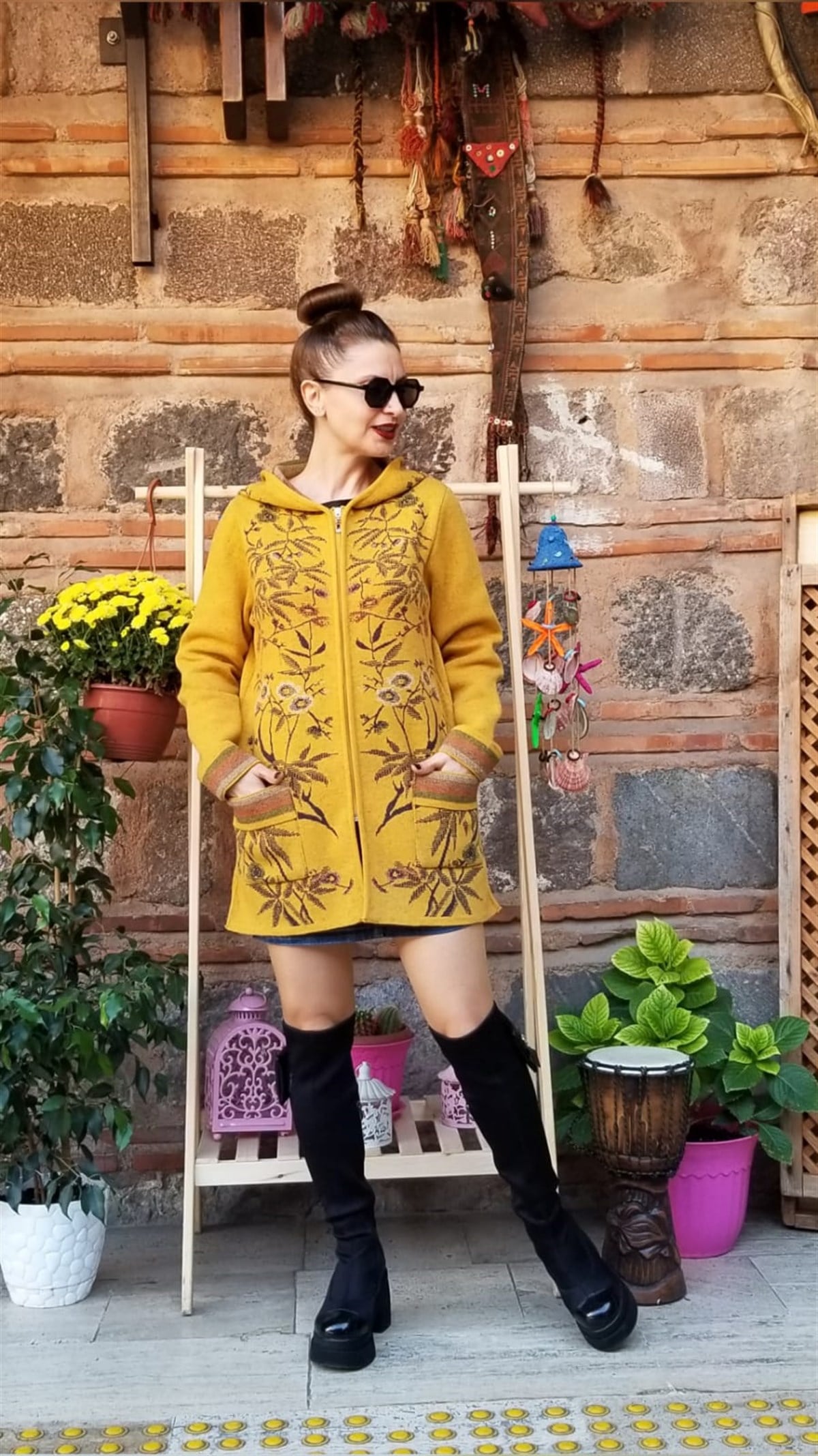 Hardal Sarısı Triko Hırka 
