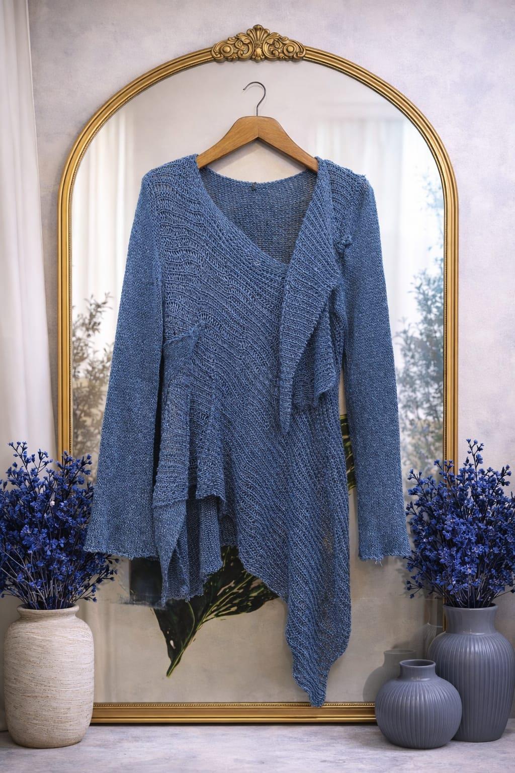 İndigo Aura Asimetrik Merserize Bluz