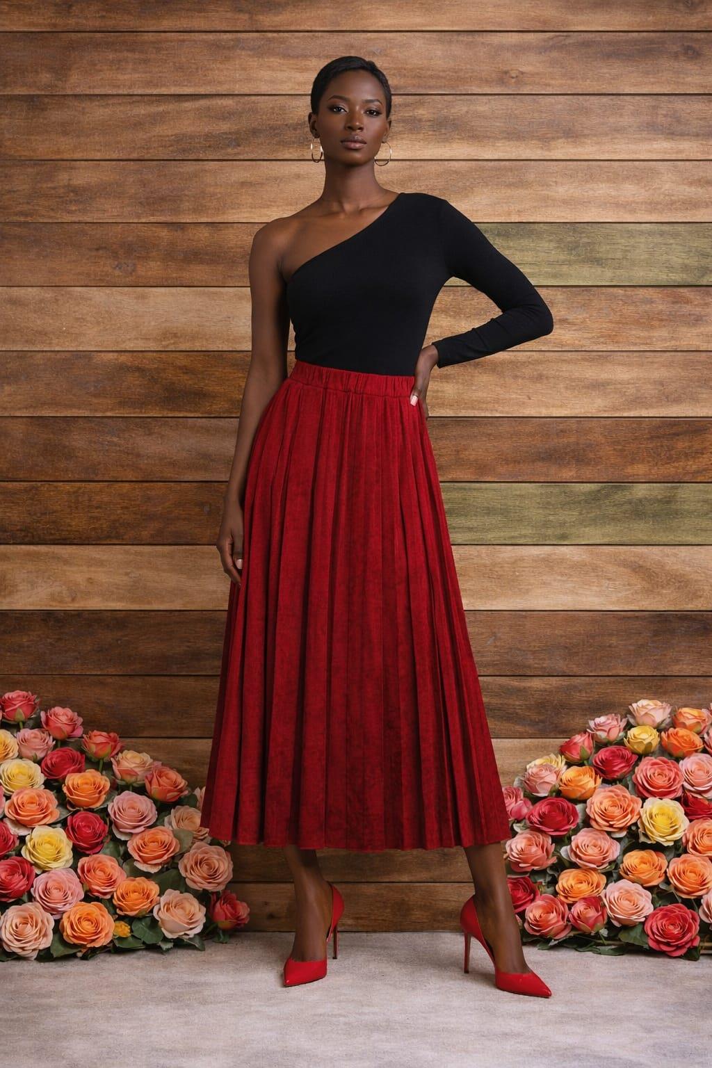 İtalian Kadife Elestan Piliseli Etek