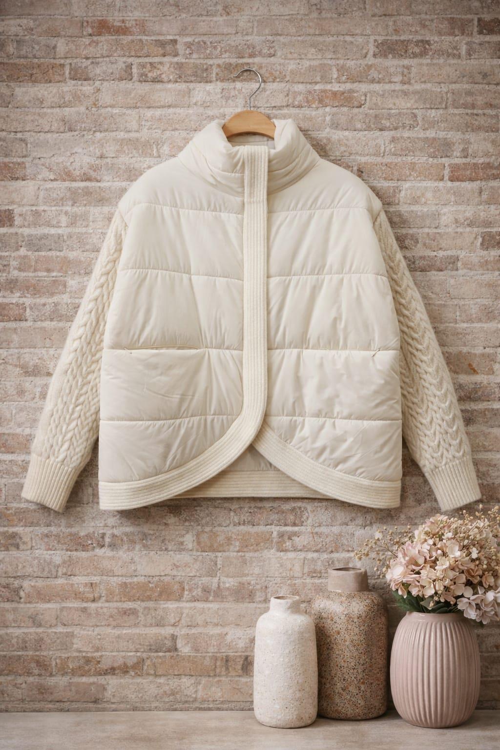 İtalian triko kollu kapitone ceket