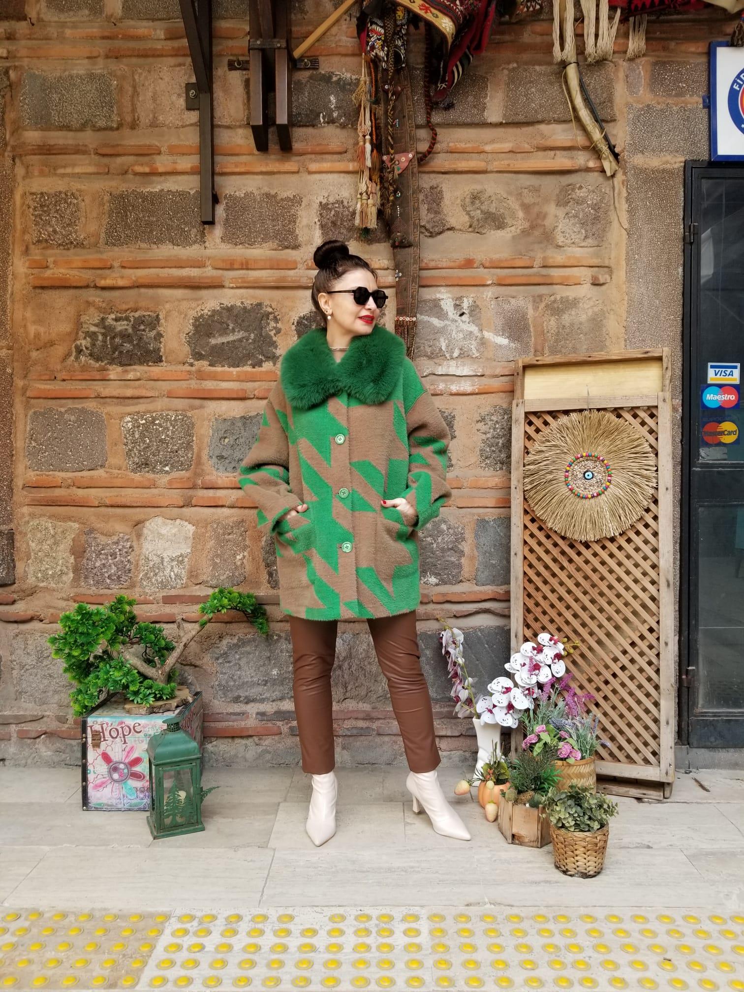 İtalyan Çift Taraflı Yeşil Kaban