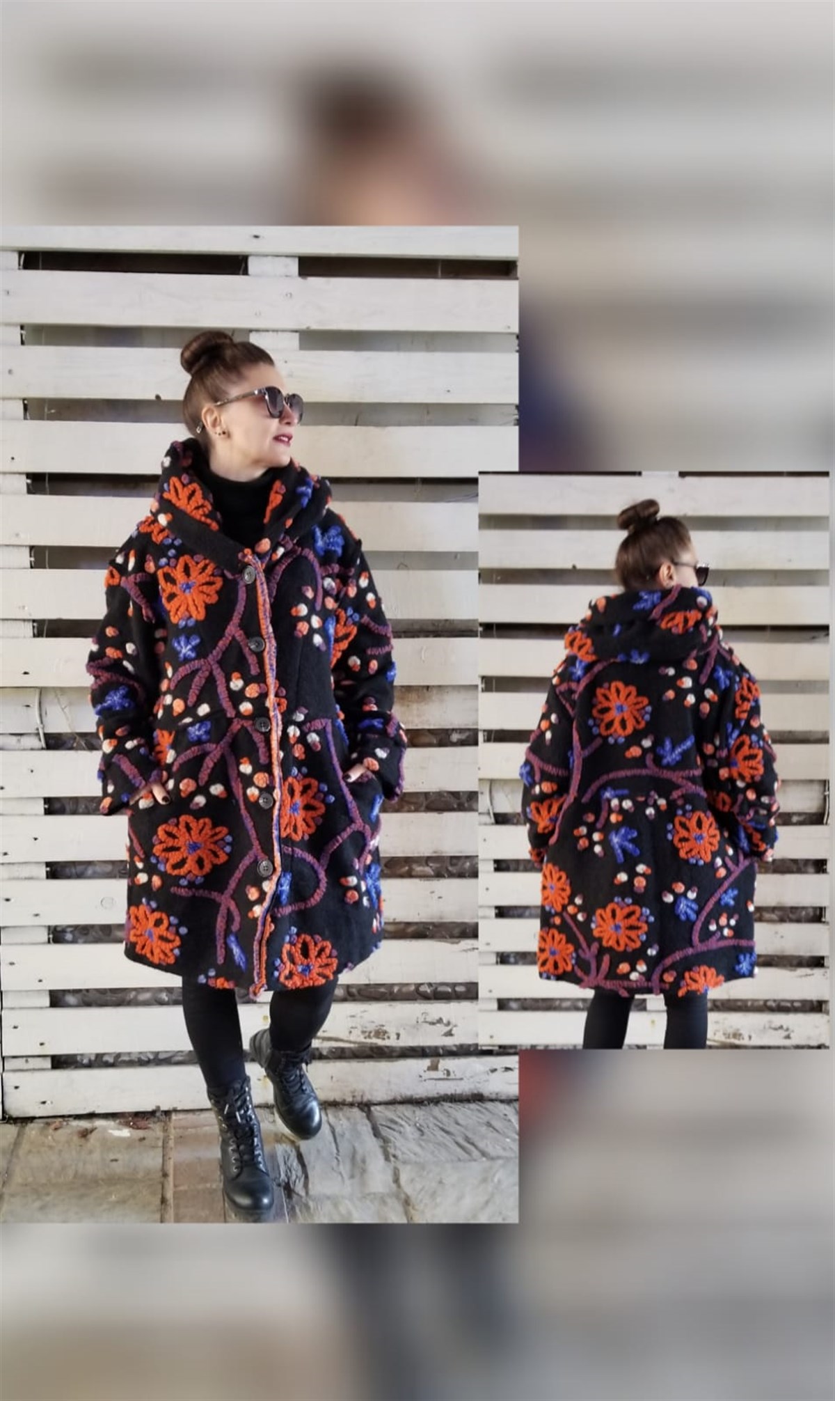 İtalyan Kece Kaban Siyah 