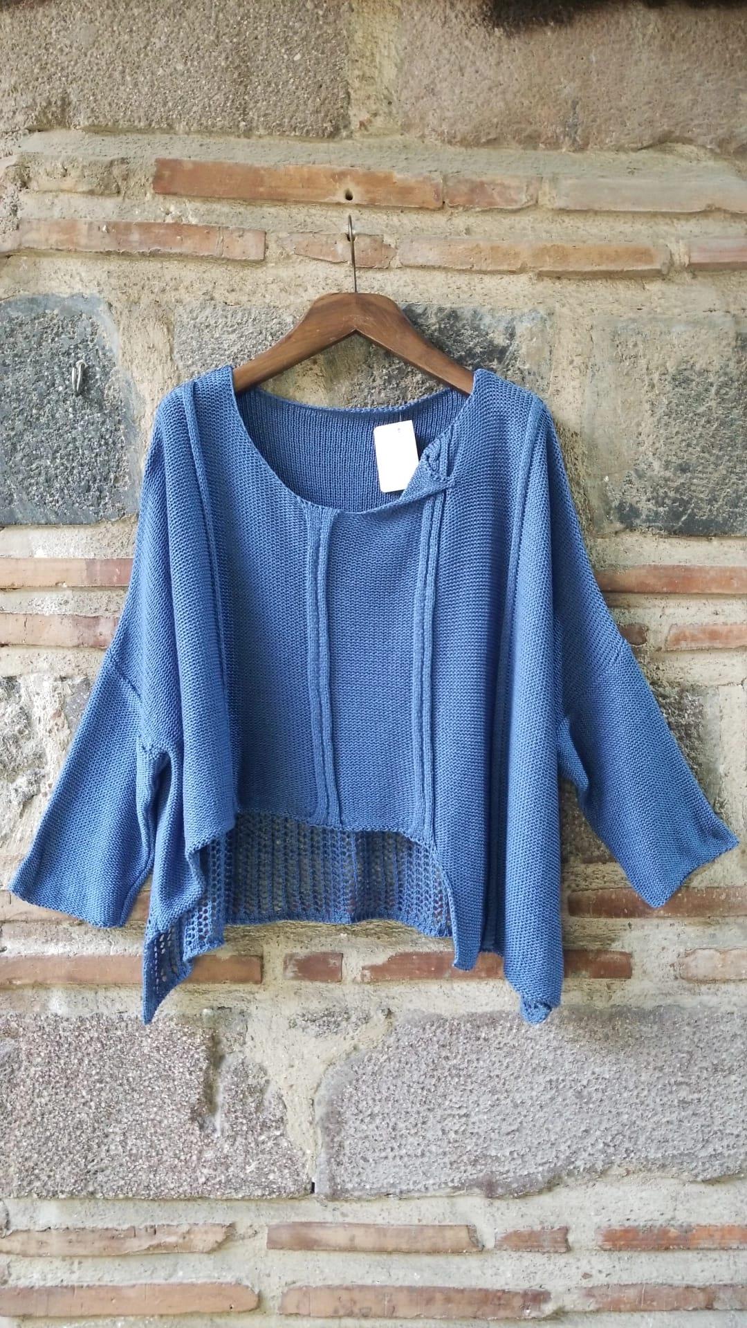 İtalyan Merserize Mavi Bluz Standart Beden