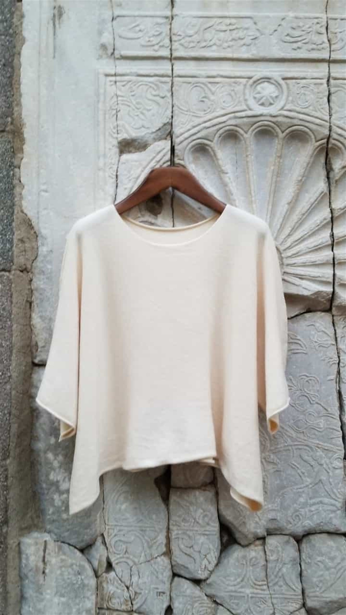 İtalyan Örme Triko Bluz Ekru