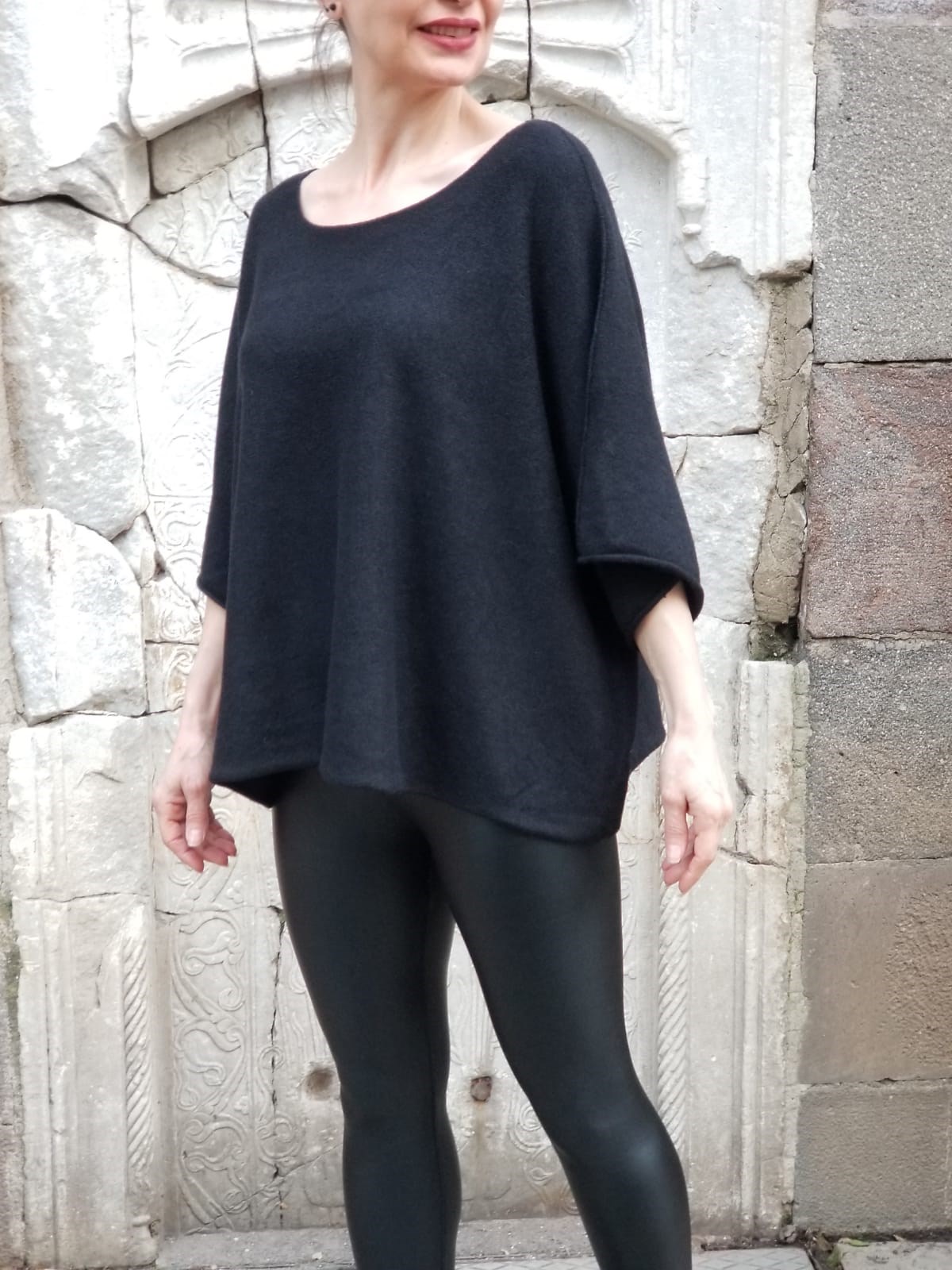 İtalyan Örme Triko Bluz Siyah